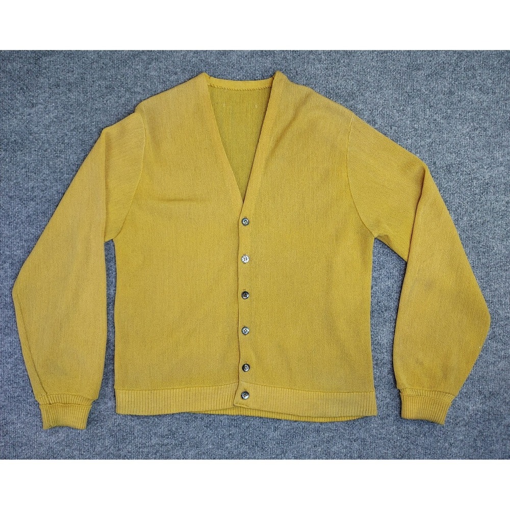 1960's Vintage Puritan Sweater Cardigan Yellow Men's Size Large Light Weight